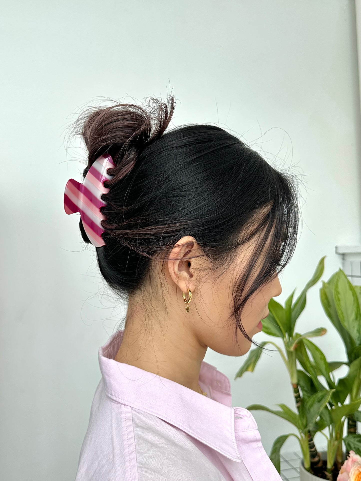 Pink Stripe Claw Clip
