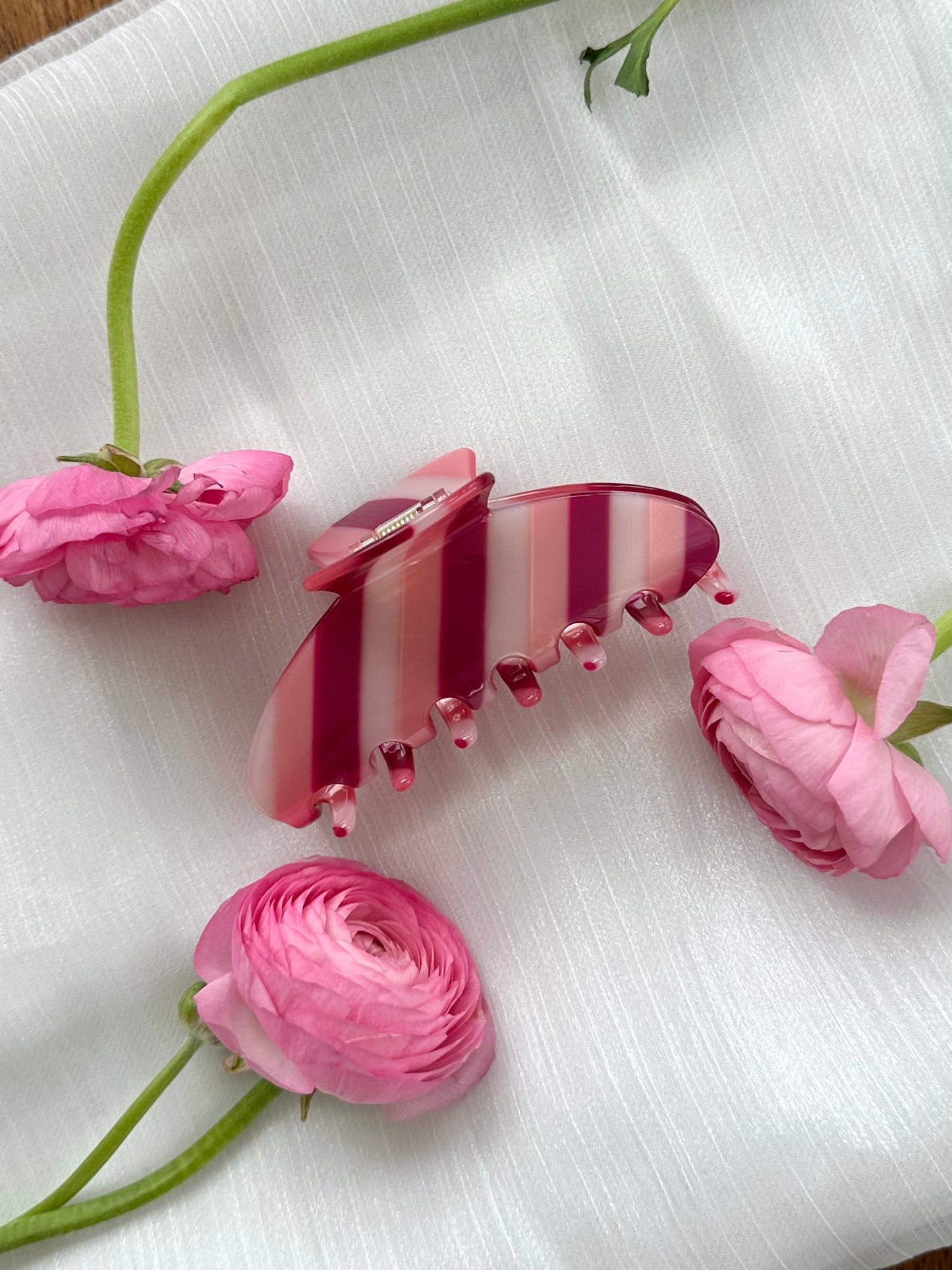 Pink Stripe Claw Clip