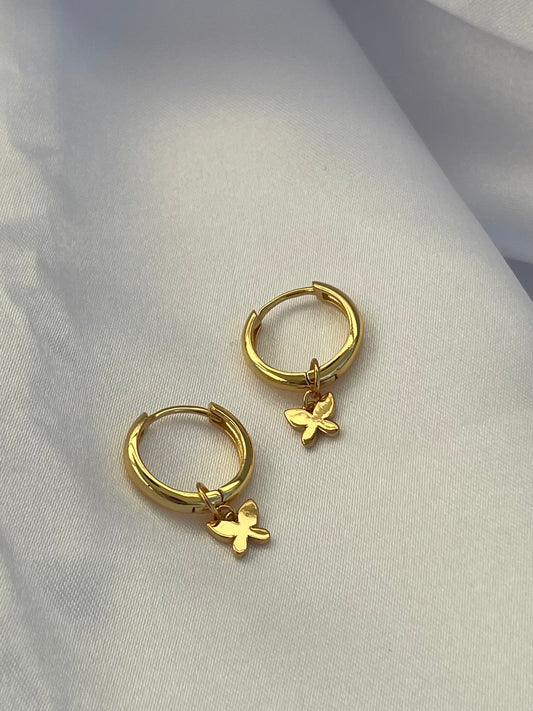 Butterfly Charm Hoop Earrings - PLY Studios x Yuyan