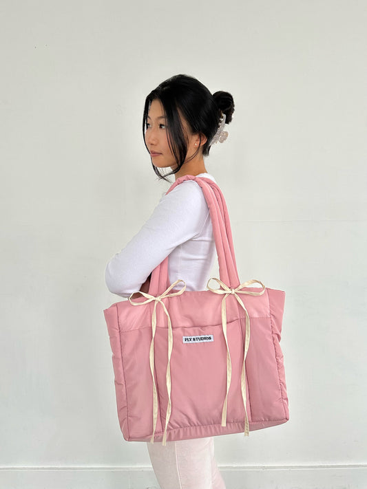 Pink Bow Puffer Tote