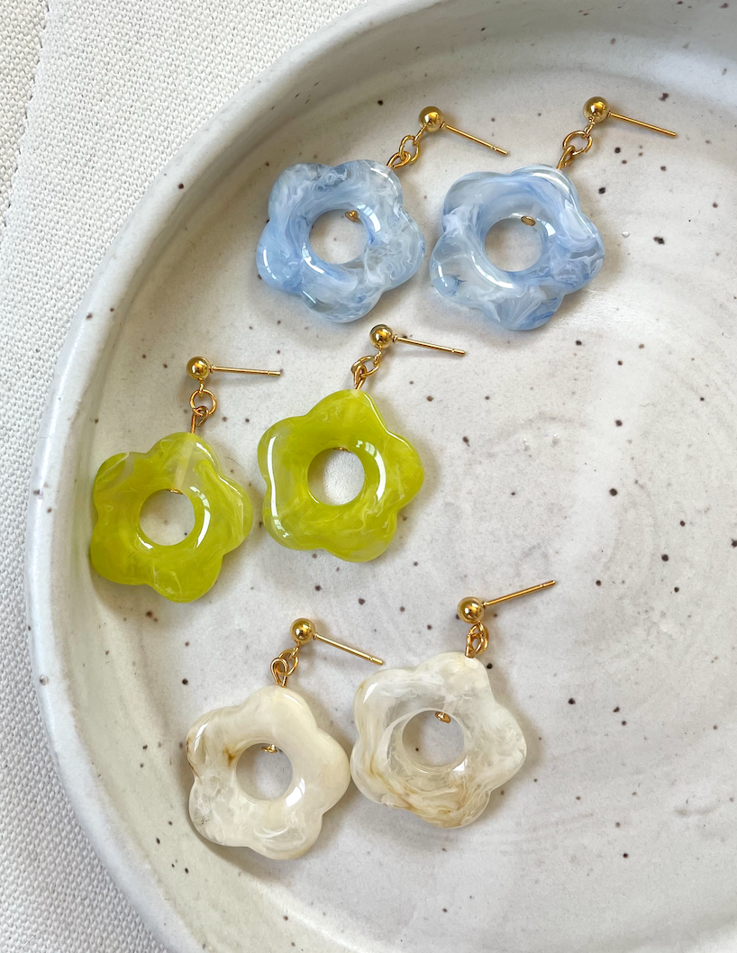 Resin Flower Charm Earrings